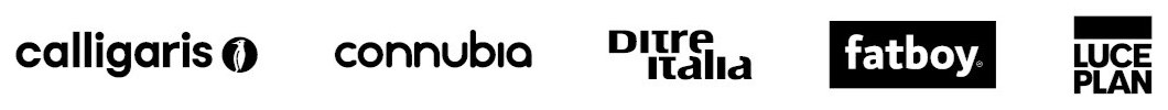 Logos du groupe : Calligaris, Connubia, Ditre Italia, Fatboy, Luceplan